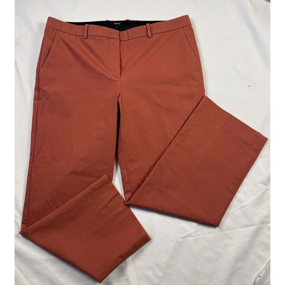 Theory Hartsdale NP Approach Burnt Orange Cotton Blend Dress Pants Size 12